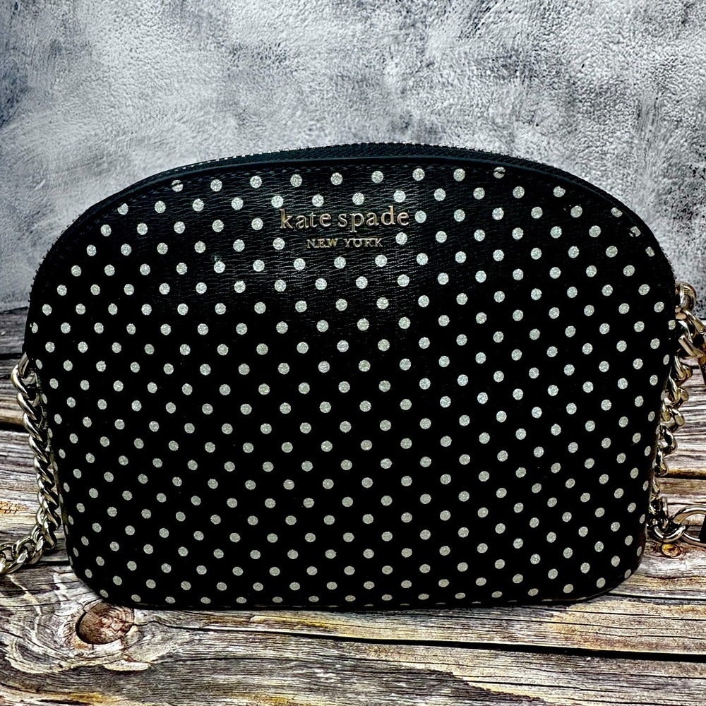 KATE SPADE Women's New York Spencer Metallic Dots Double Zip Crossbody Bag EUC​